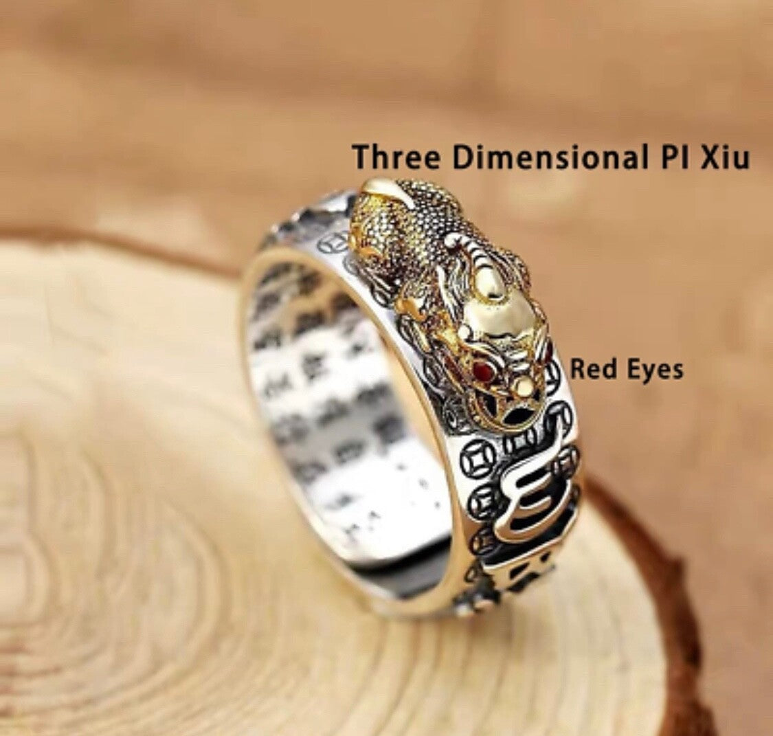 1x Adjustable Feng Shui Pixiu Mani Mantra Protection Wealth Ring Quality Lucky9
