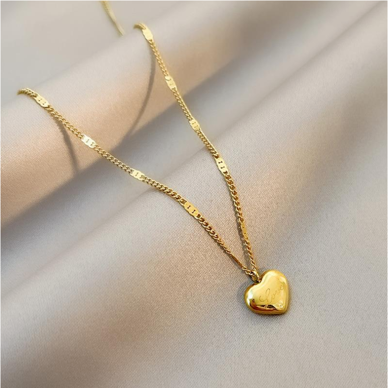 18K Gold Stainless Steel Love Floating Heart Pendant Chain Necklace Love Gift5