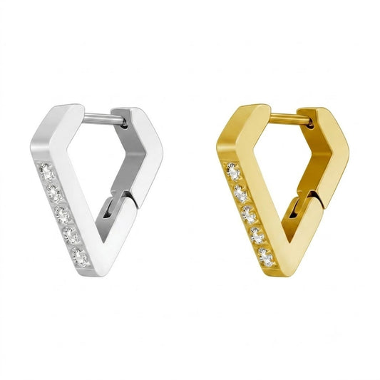 Stainless Steel Triangle Huggie Hoop Earrings Fashion Jewelry For Women, Men