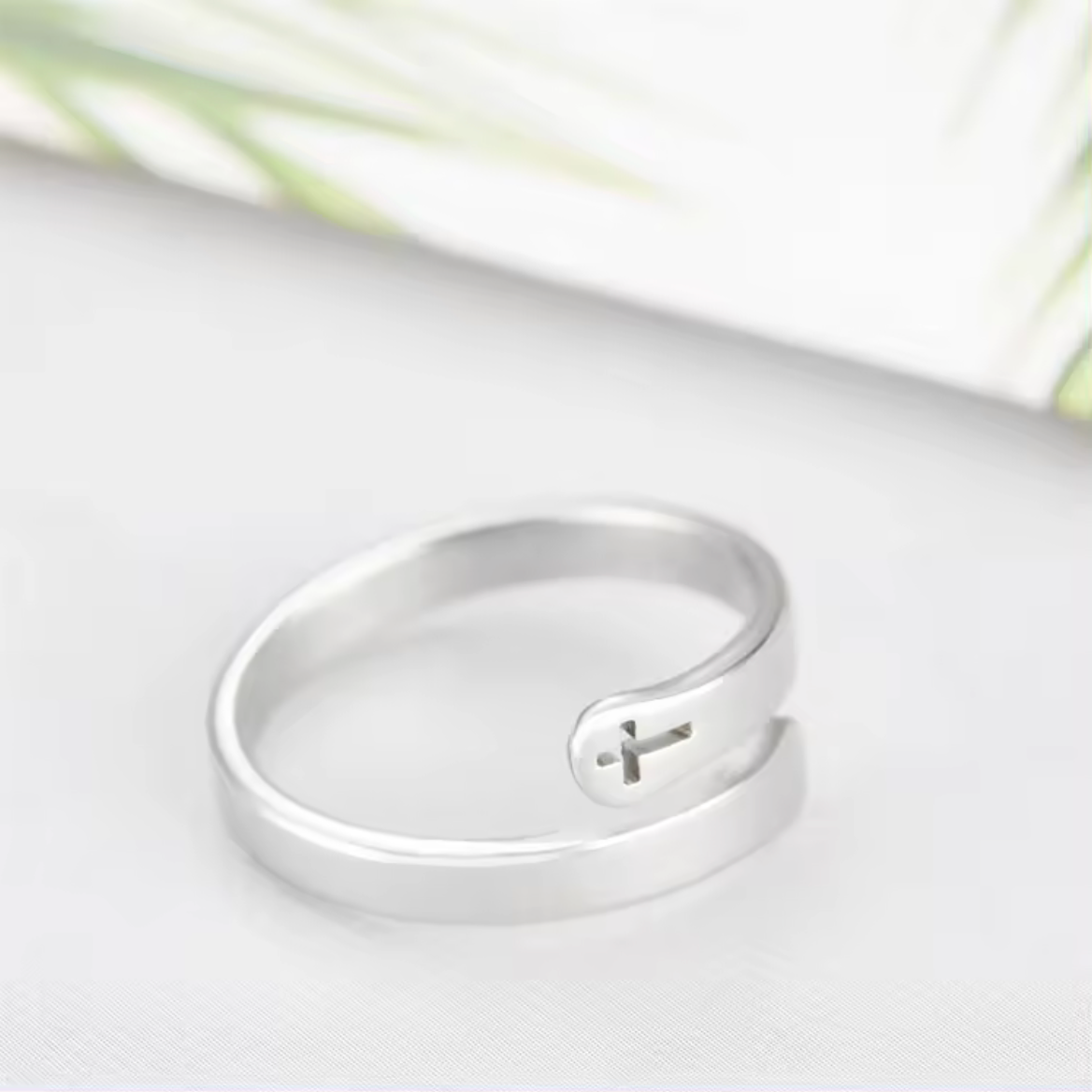 Adjustable Ring with Jesus Cross Silver Women, Men6