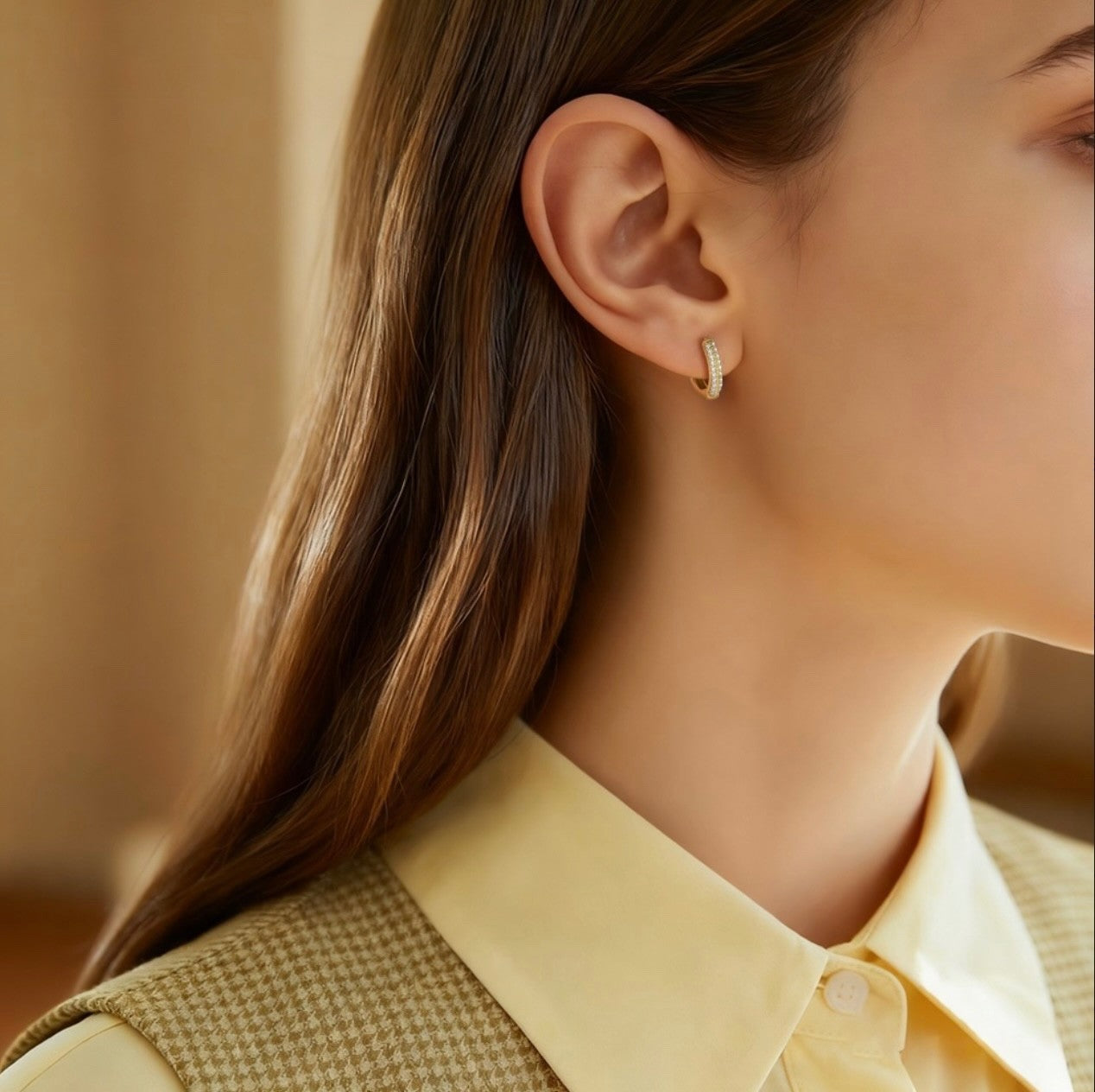 CZ Pave Huggie Hoop Earrings Gold Plated6