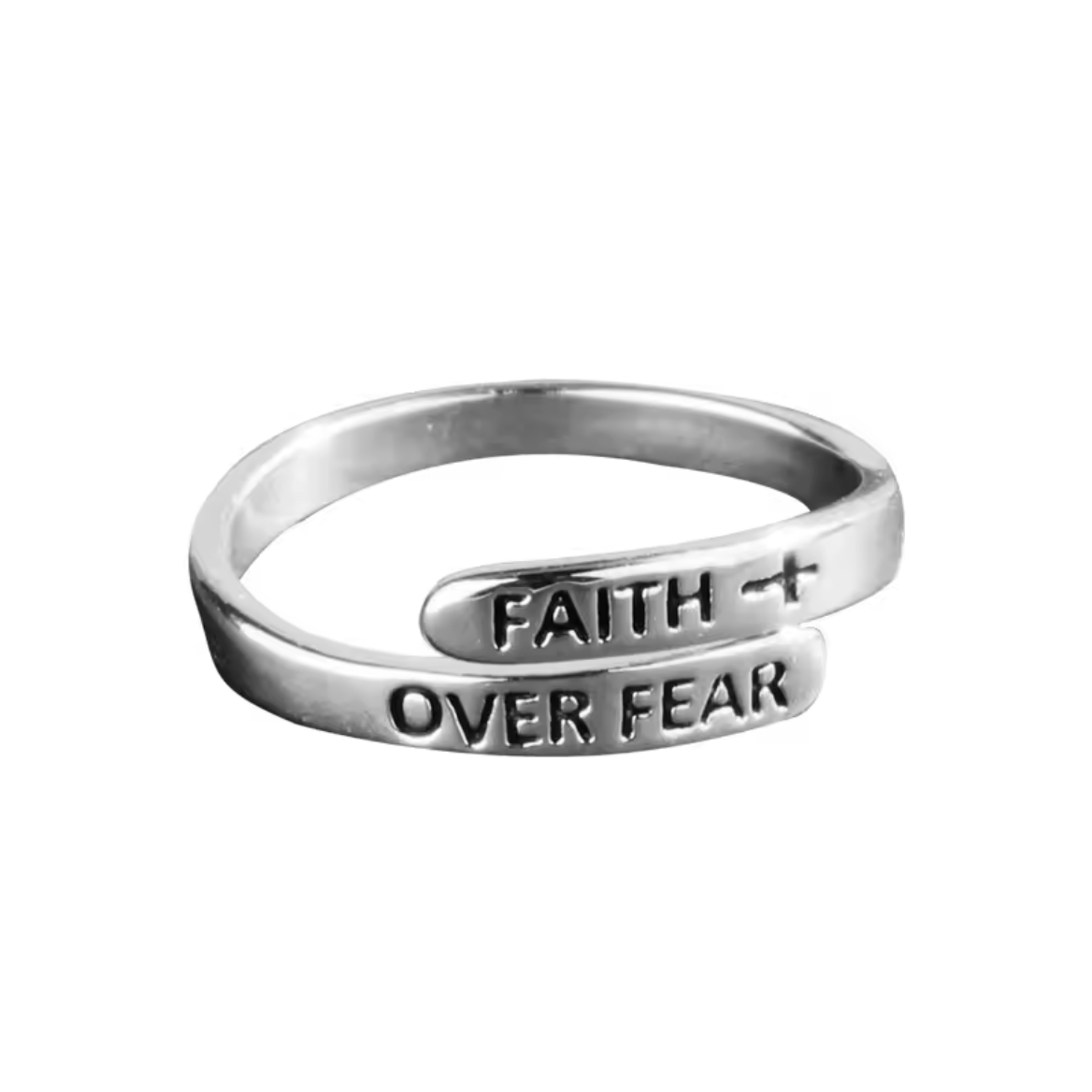 Faith Over Fear Cross Jesus Ring Adjustable Christian Jewelry14