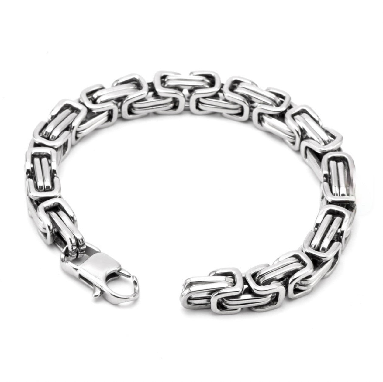 Stainless Steel Chunky Byzantine Bracelet 8.25in0