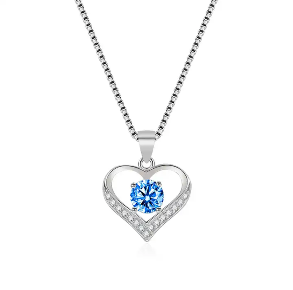 Sterling Silver Plated Pendant Necklace Love Heart Cubic Zirconia CZ 18" Gift4