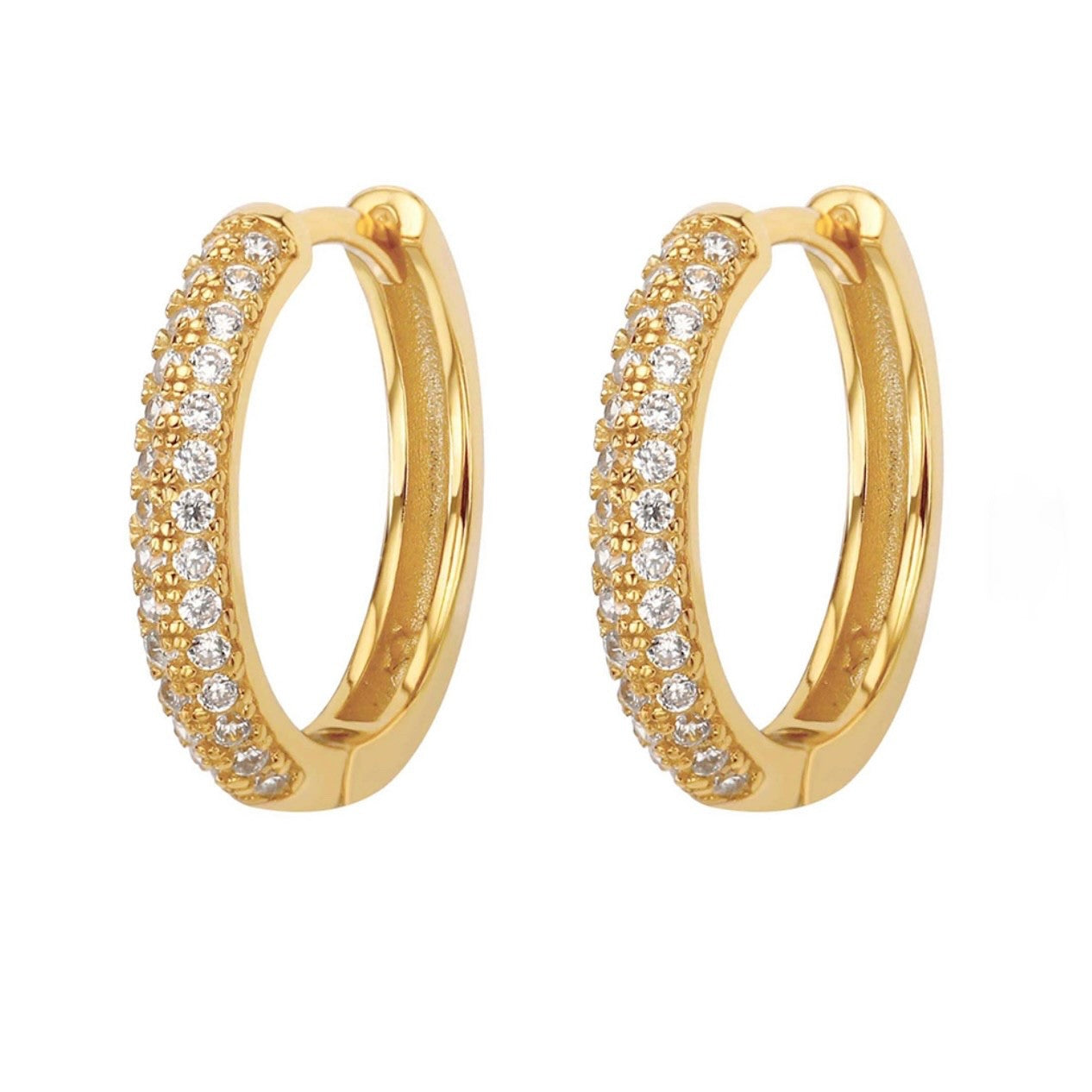 CZ Pave Huggie Hoop Earrings Gold Plated1