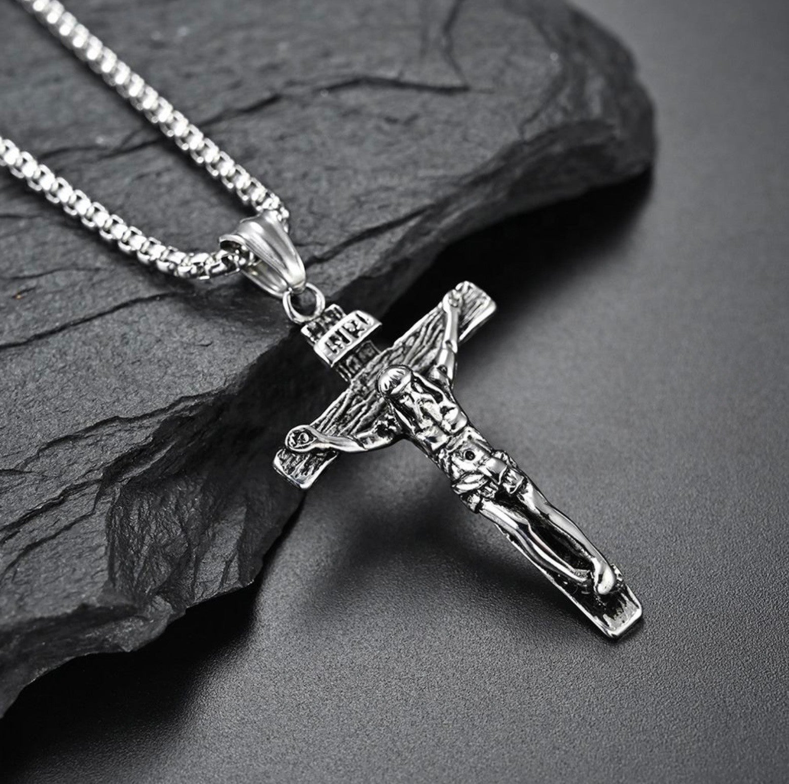 Men Christ Jesus Nail Wooden Cross Pendant Necklace Christian Jewelry Chain 24’’6
