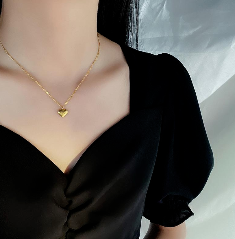 18K Gold Stainless Steel Love Floating Heart Pendant Chain Necklace Love Gift3