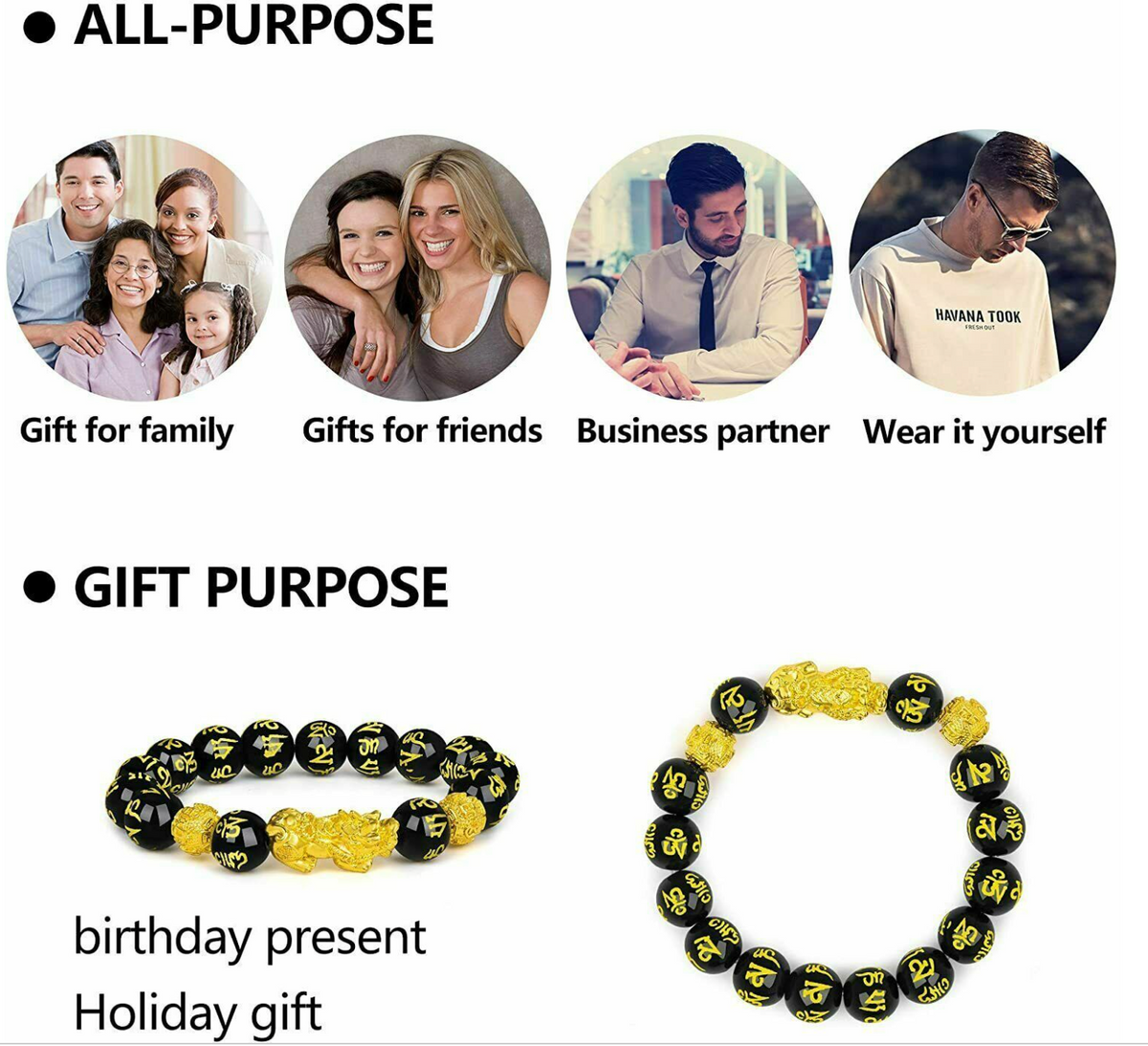  Feng Shui Black Obsidian Beads Bracelet Attract Wealth & Good Luck Bangle pixiu5