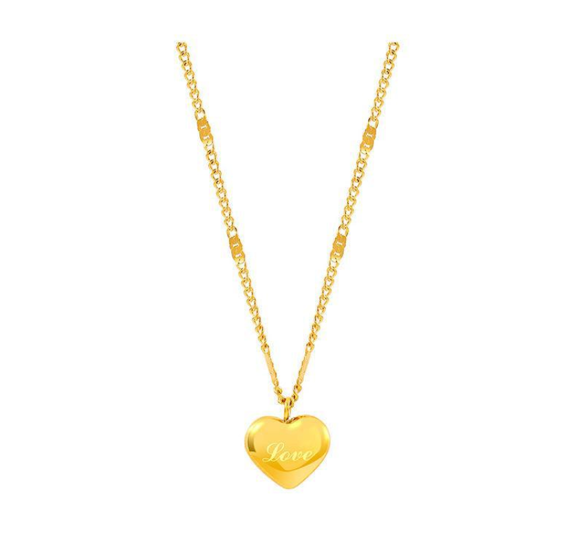 18K Gold Stainless Steel Love Floating Heart Pendant Chain Necklace Love Gift1