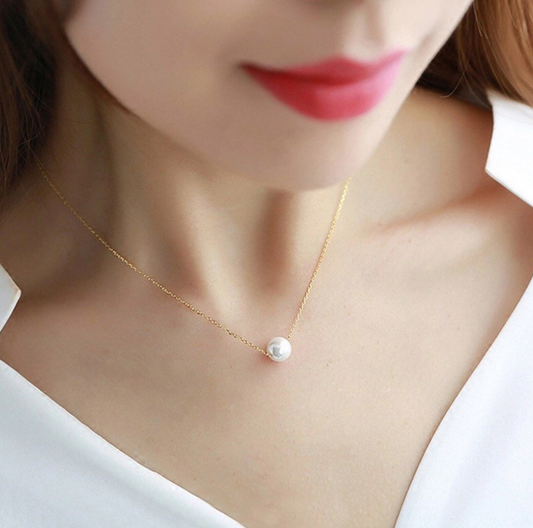 Single Pearl of Love Necklace - Gold Chain Gift0