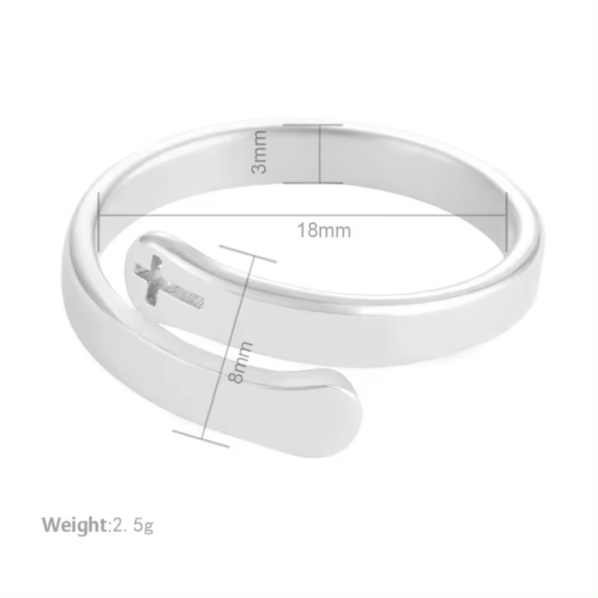 Adjustable Ring with Jesus Cross Silver Women, Men5