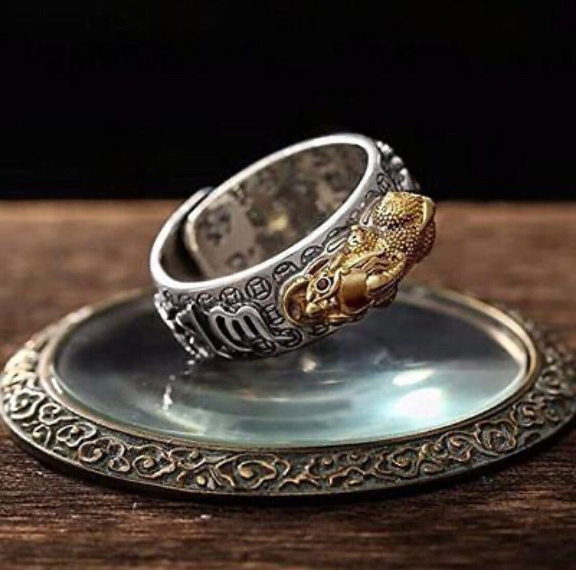 1x Adjustable Feng Shui Pixiu Mani Mantra Protection Wealth Ring Quality Lucky5