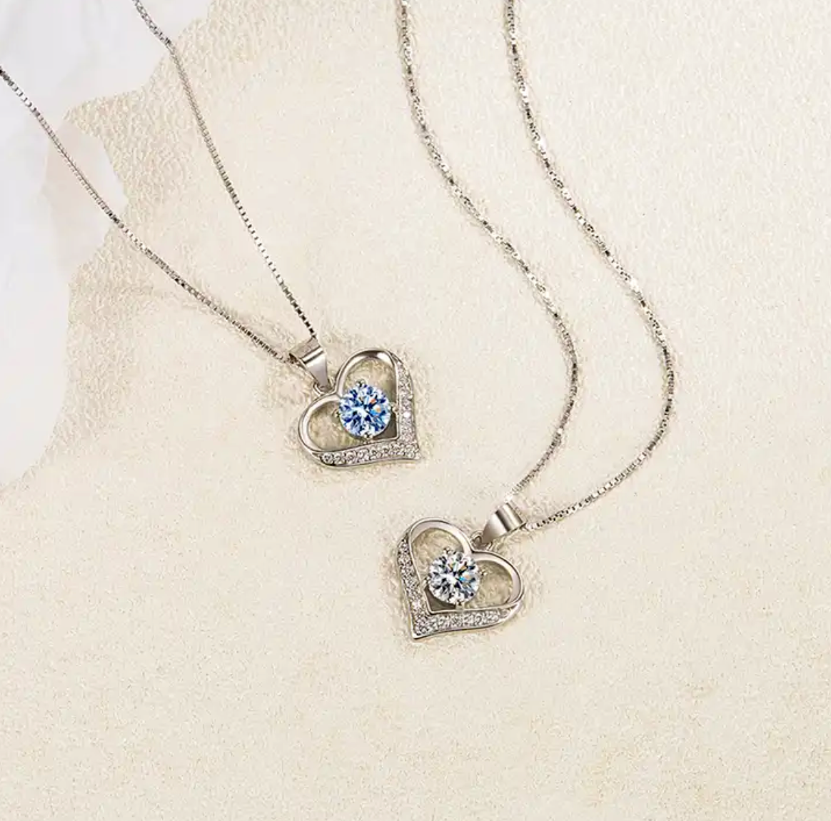 Sterling Silver Plated Pendant Necklace Love Heart Cubic Zirconia CZ 18" Gift3