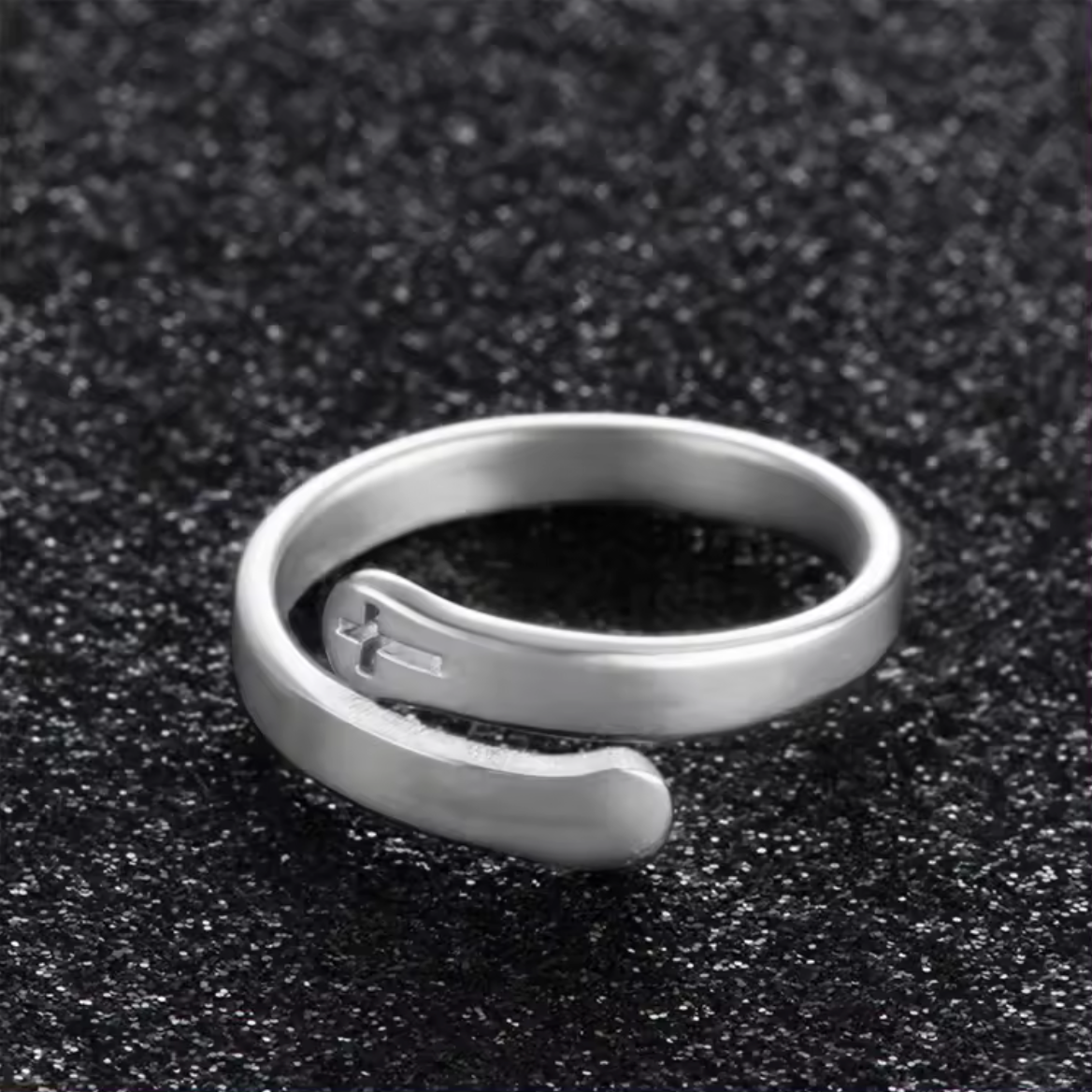 Adjustable Ring with Jesus Cross Silver Women, Men4