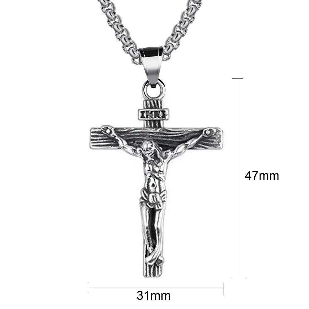 Men Christ Jesus Nail Wooden Cross Pendant Necklace Christian Jewelry Chain 24’’3