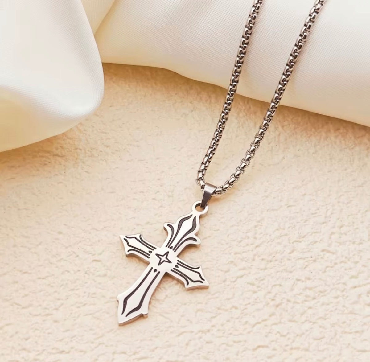 Stainless Steel Cross Pendant Necklace With Engravings3
