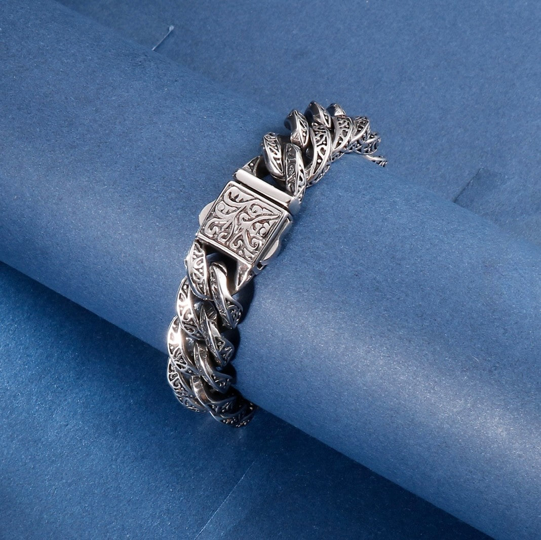 Vintage Cuban Chain Mens Bracelet Stainless Steel 8.25in4