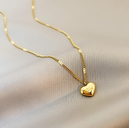 18K Gold Stainless Steel Love Floating Heart Pendant Chain Necklace Love Gift0