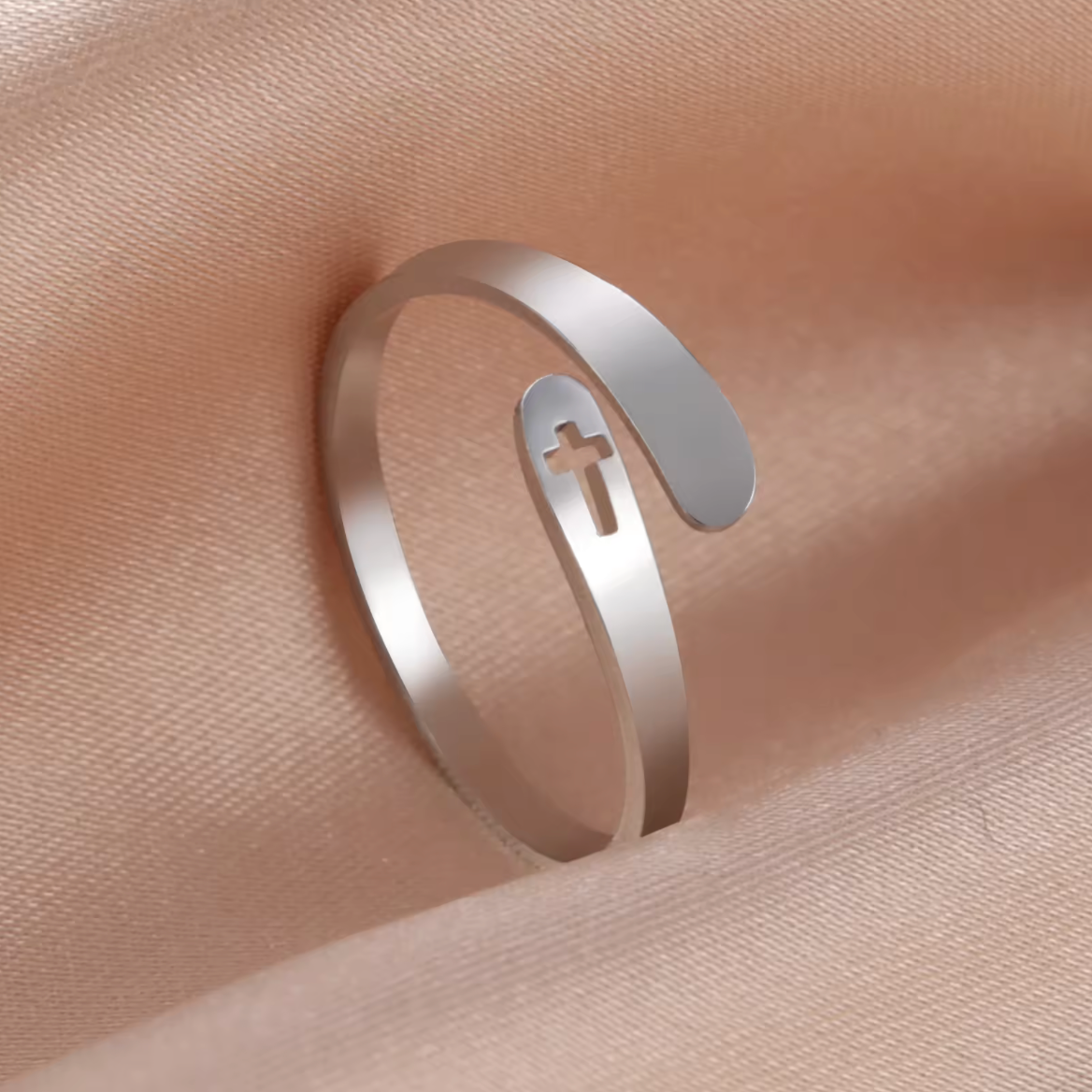 Adjustable Ring with Jesus Cross Silver Women, Men3