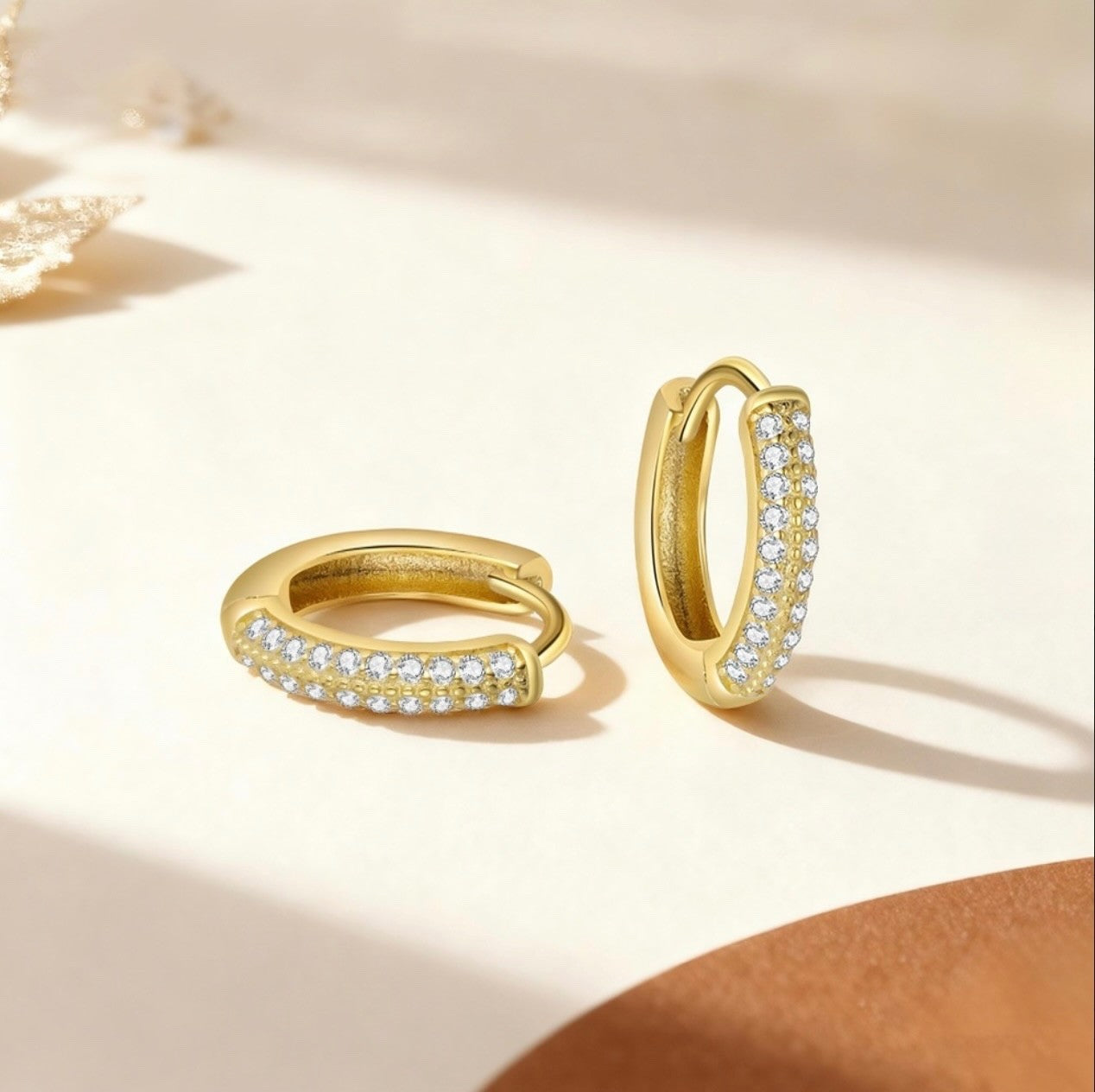 CZ Pave Huggie Hoop Earrings Gold Plated0