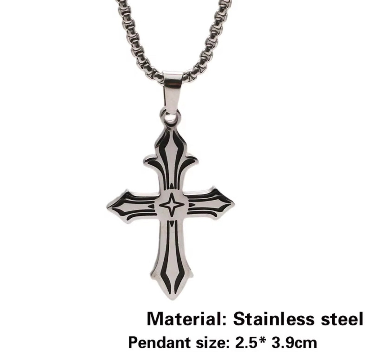 Stainless Steel Cross Pendant Necklace With Engravings2