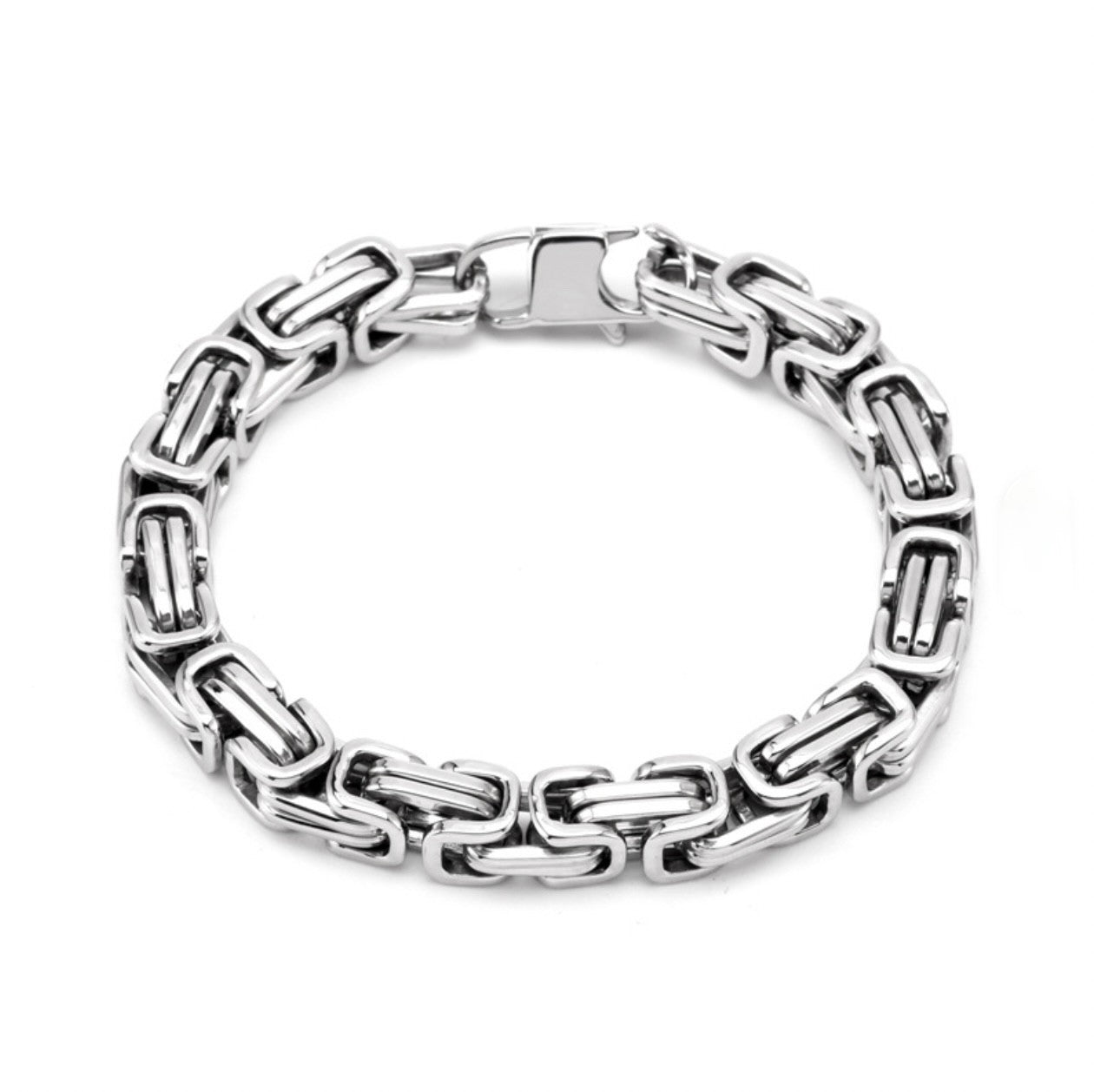Stainless Steel Chunky Byzantine Bracelet 8.25in4