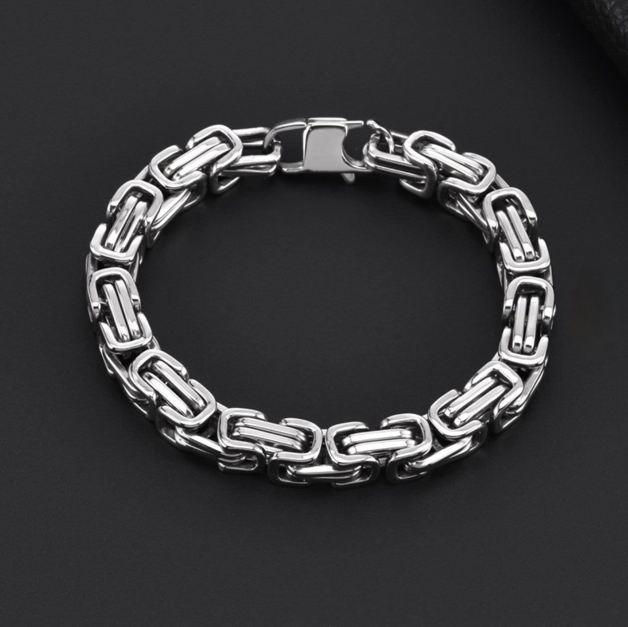 Stainless Steel Chunky Byzantine Bracelet 8.25in3