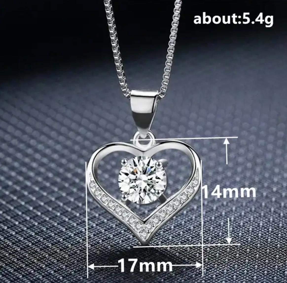 925 Sterling Silver Plated Love Heart Pendant Box Chain Necklace Women Gift  CZ2