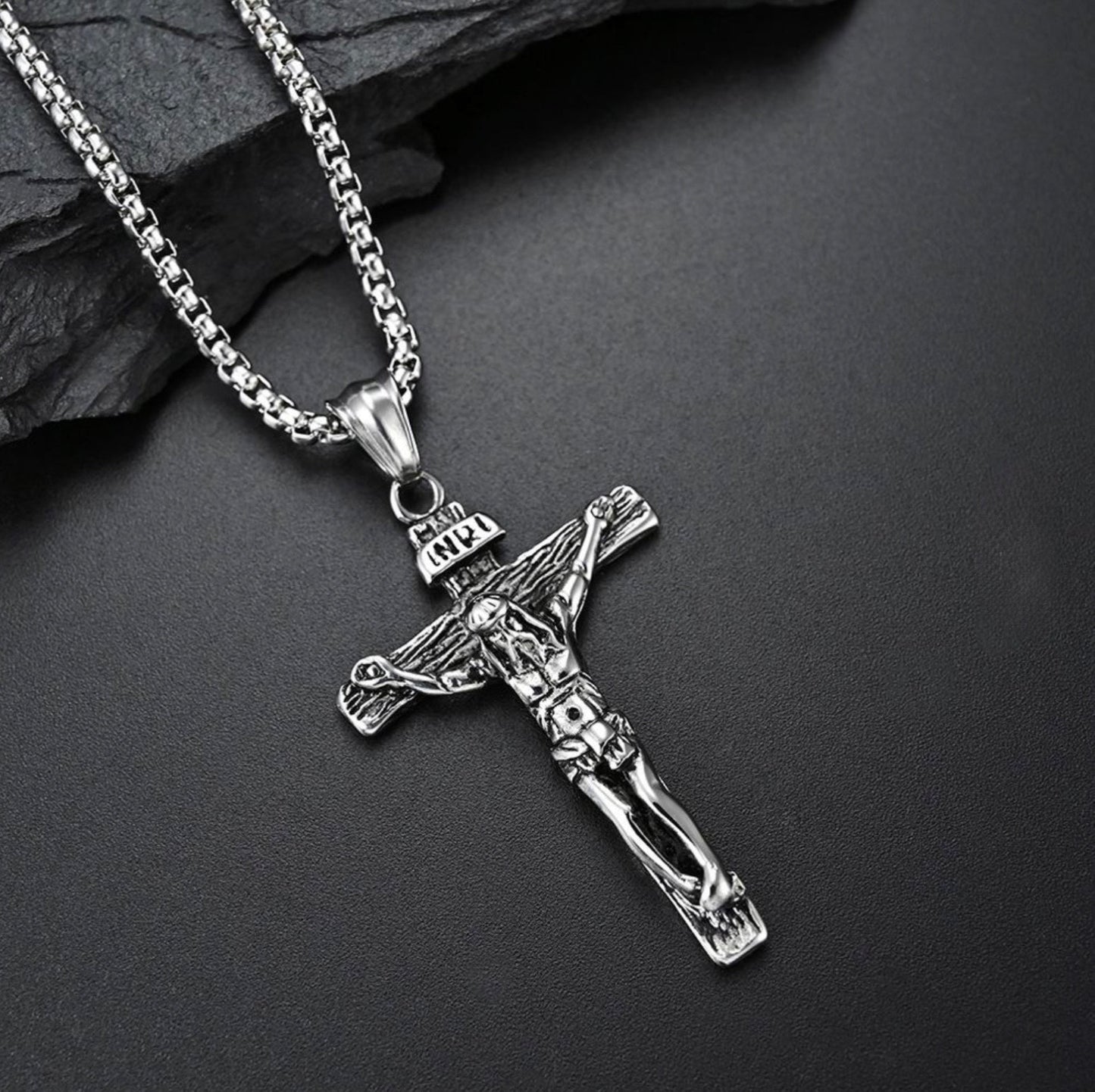Men Christ Jesus Nail Wooden Cross Pendant Necklace Christian Jewelry Chain 24’’5