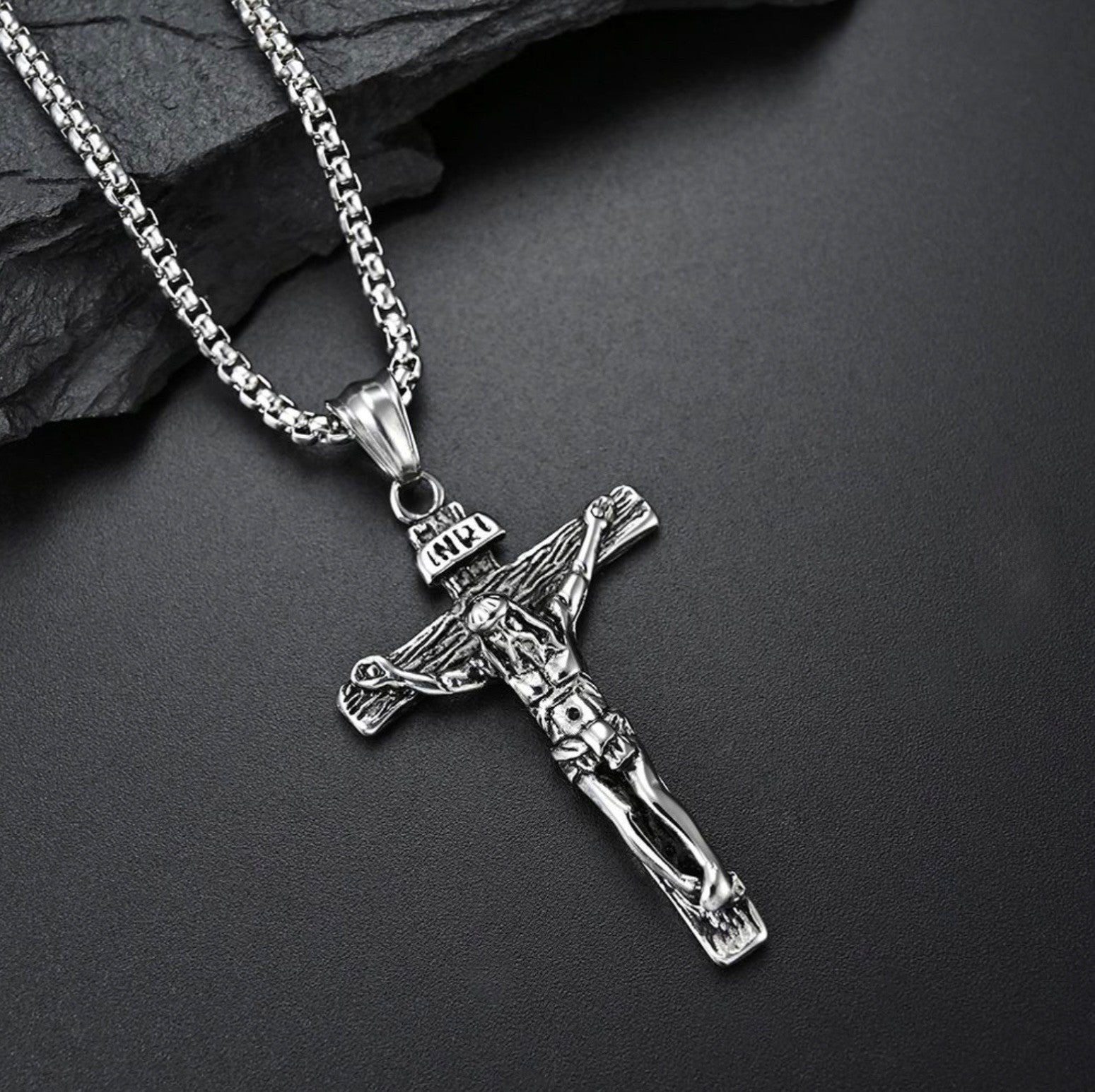 Men Christ Jesus Nail Wooden Cross Pendant Necklace Christian Jewelry Chain 24’’5