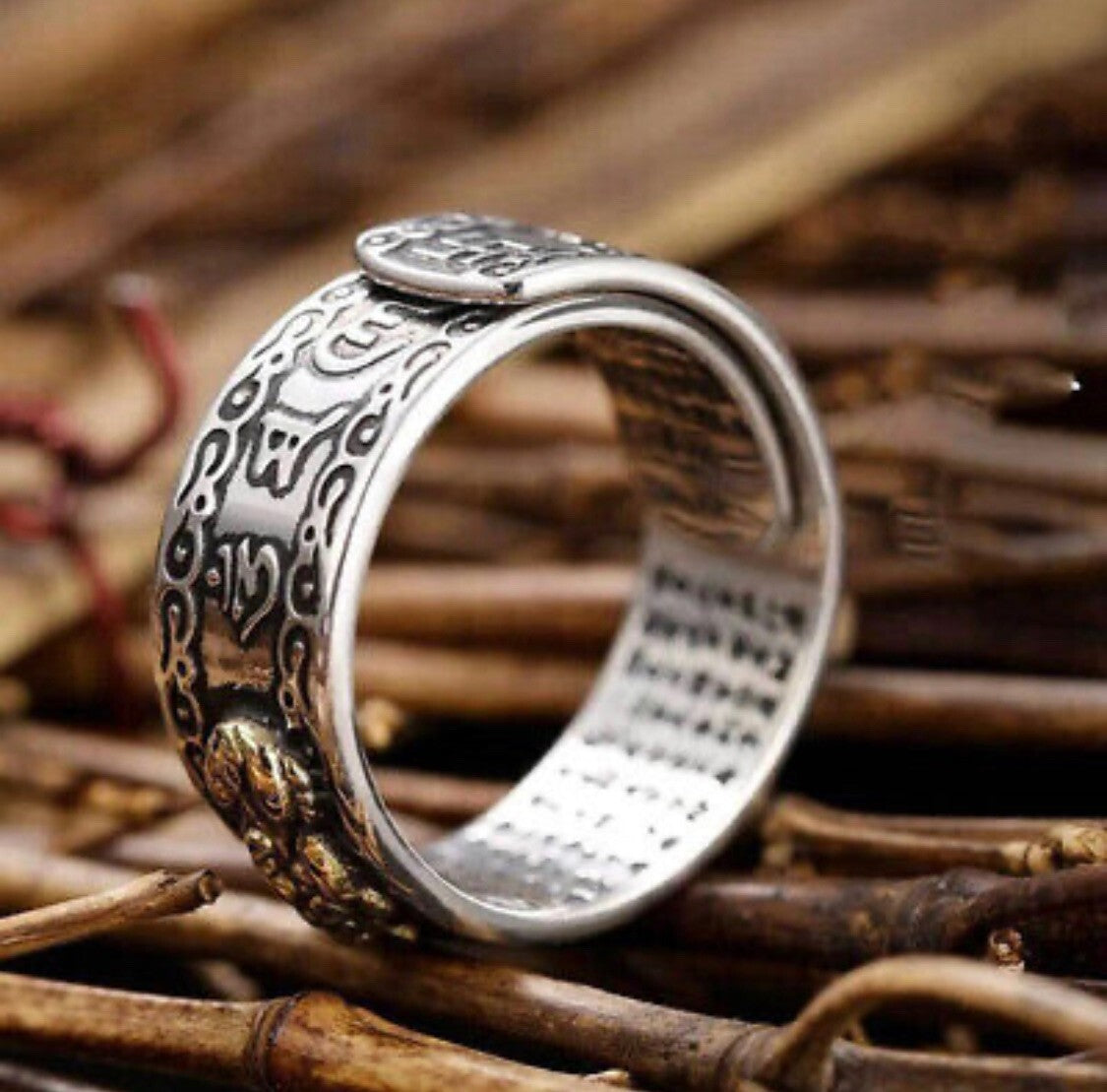 Adjustable Feng Shui Pixiu Mani Mantra Protection Wealth Ring Quality Lucky5