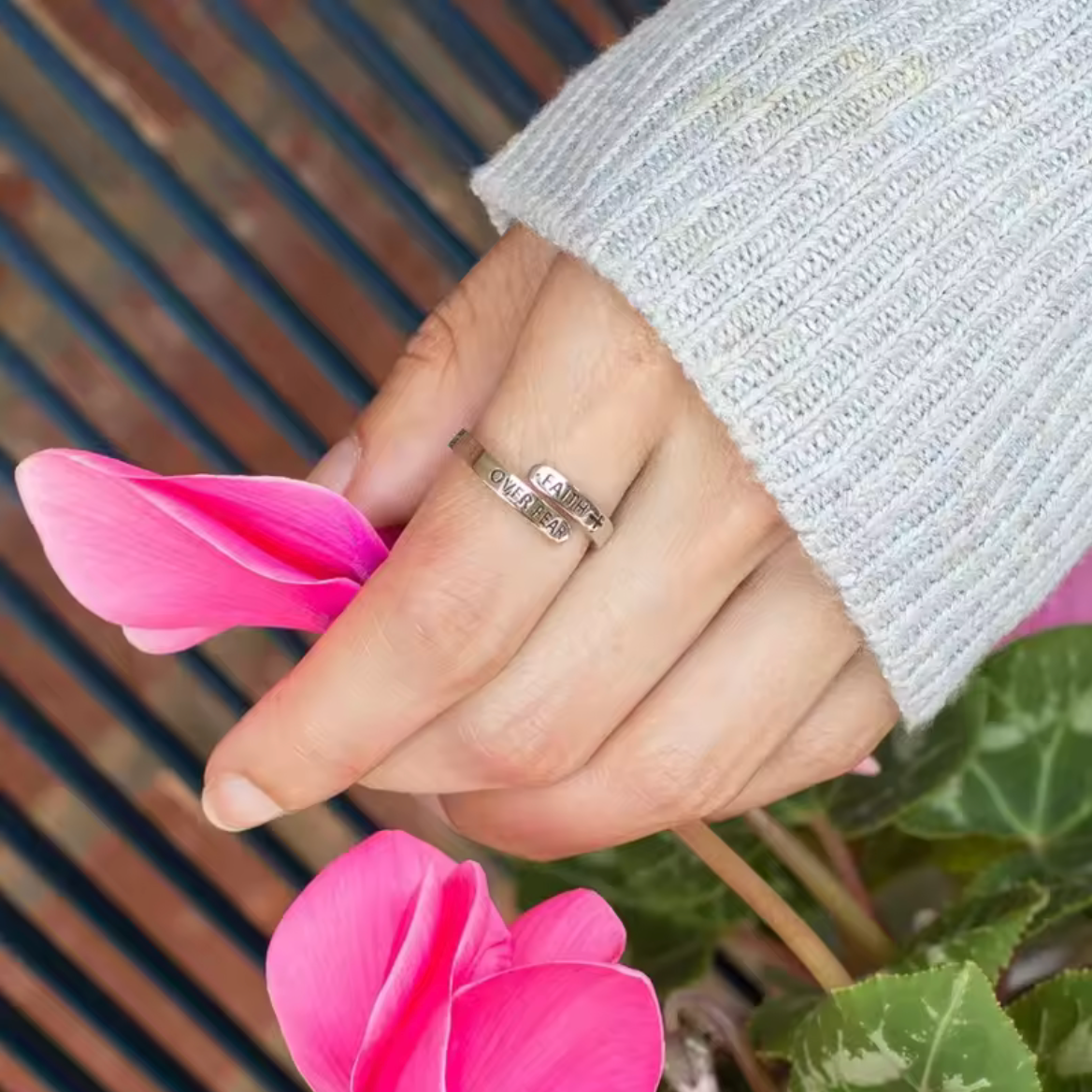 Faith Over Fear Cross Jesus Ring Adjustable Christian Jewelry11