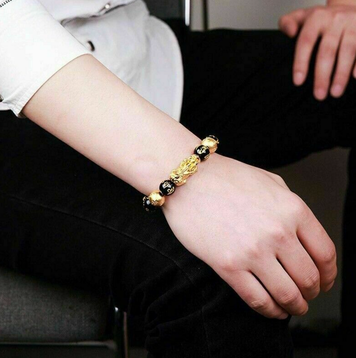  Feng Shui Black Obsidian Beads Bracelet Attract Wealth & Good Luck Bangle pixiu3