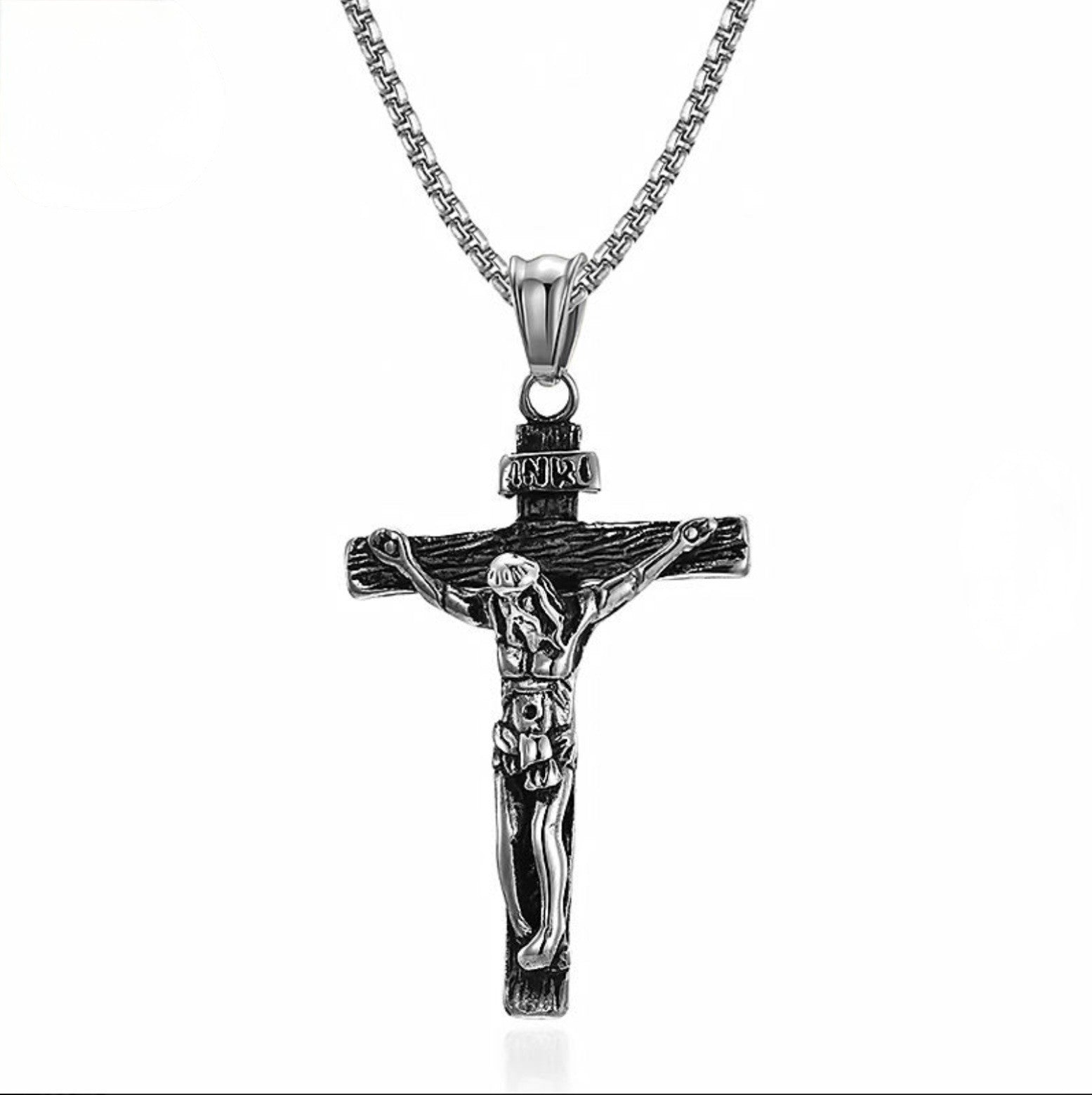 Men Christ Jesus Nail Wooden Cross Pendant Necklace Christian Jewelry Chain 24’’0