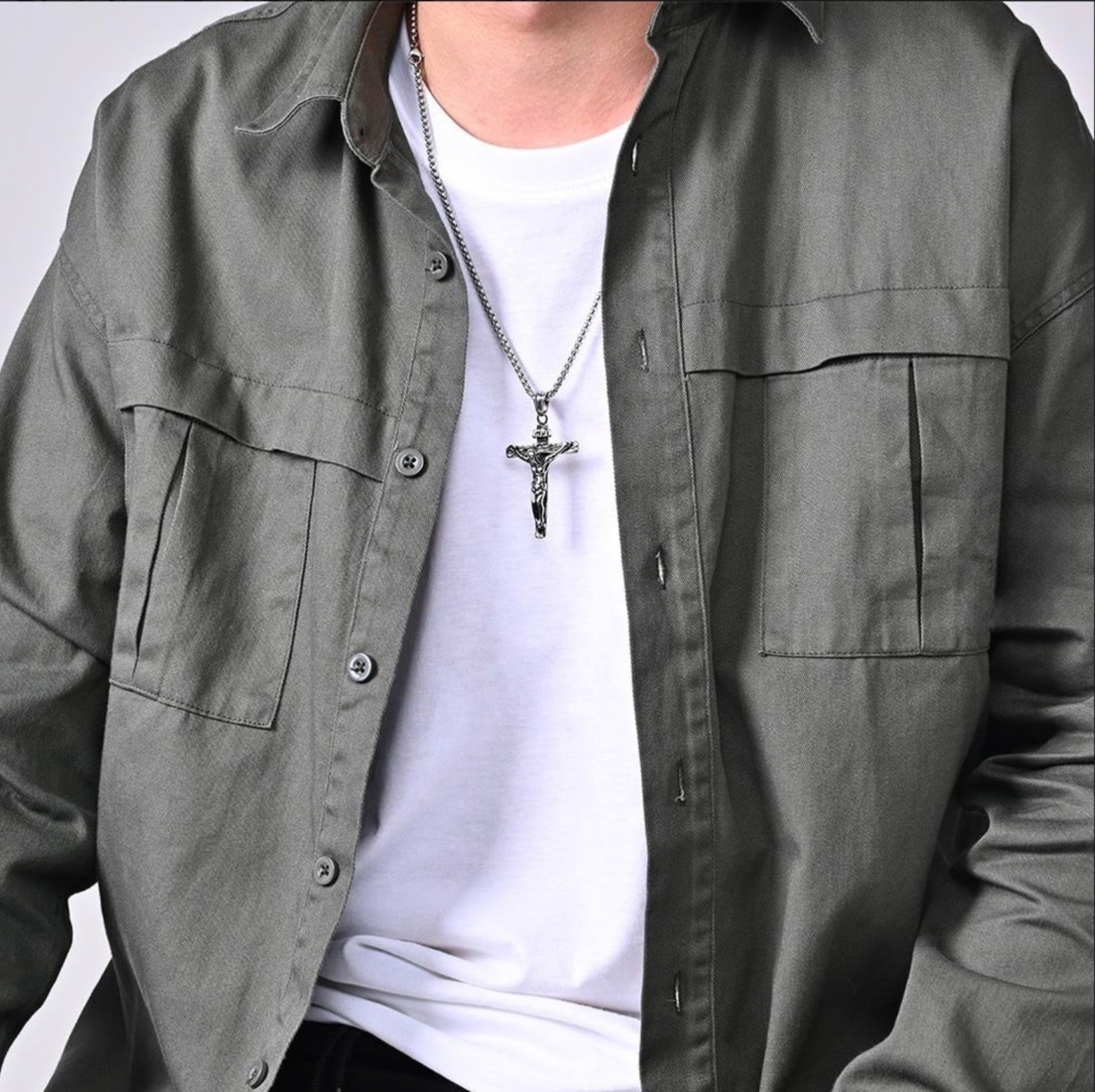 Men Christ Jesus Nail Wooden Cross Pendant Necklace Christian Jewelry Chain 24’’4