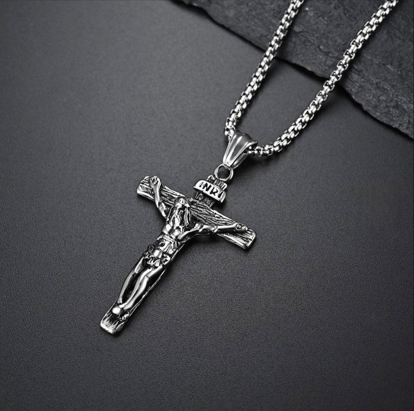 Men Christ Jesus Nail Wooden Cross Pendant Necklace Christian Jewelry Chain 24’’1