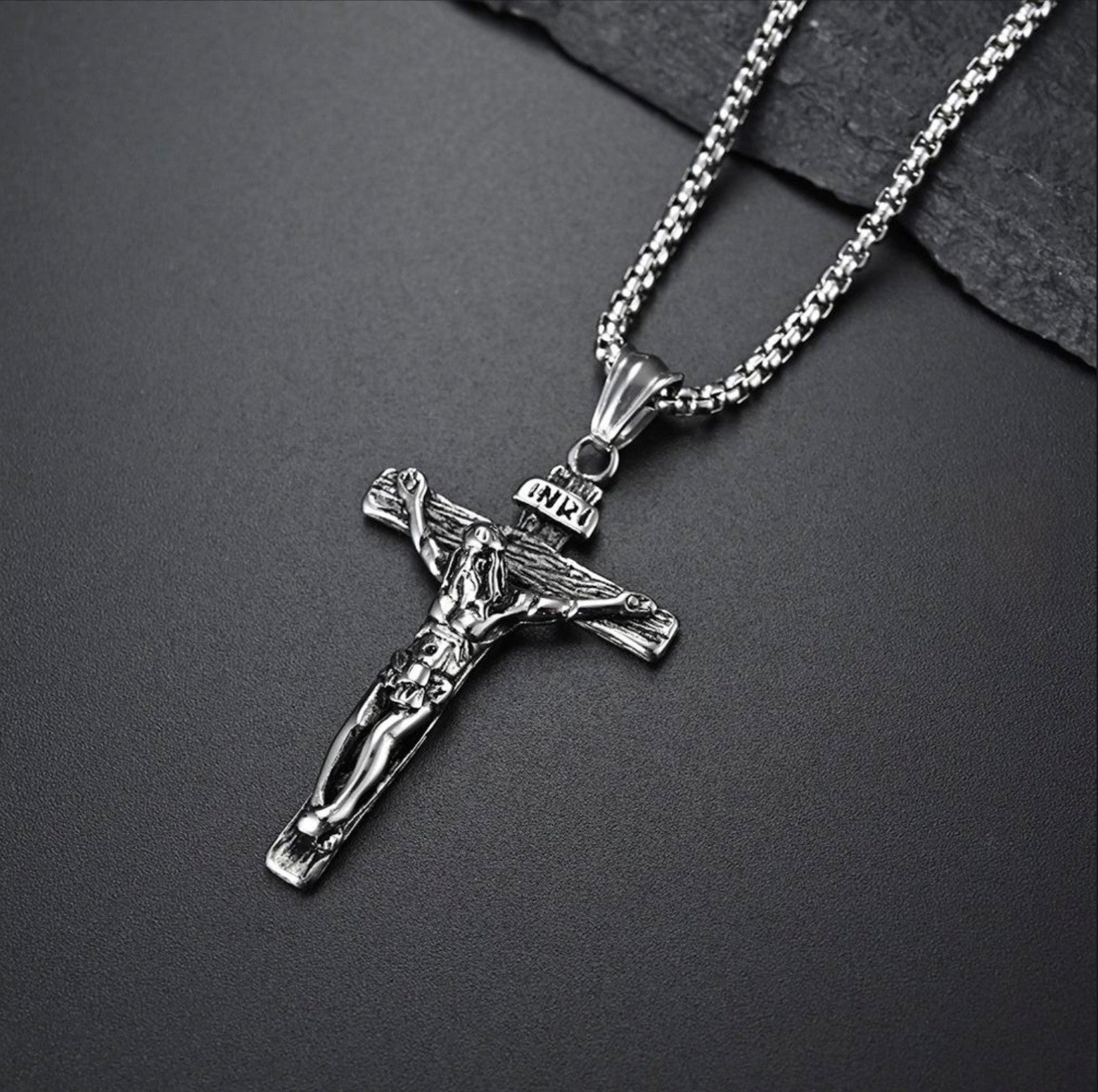 Men Christ Jesus Nail Wooden Cross Pendant Necklace Christian Jewelry Chain 24’’1