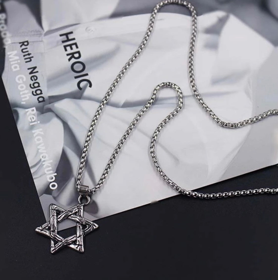 Stainless Steel Engraved Star of David Necklace3