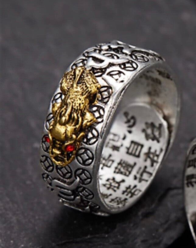 1x Adjustable Feng Shui Pixiu Mani Mantra Protection Wealth Ring Quality Lucky1