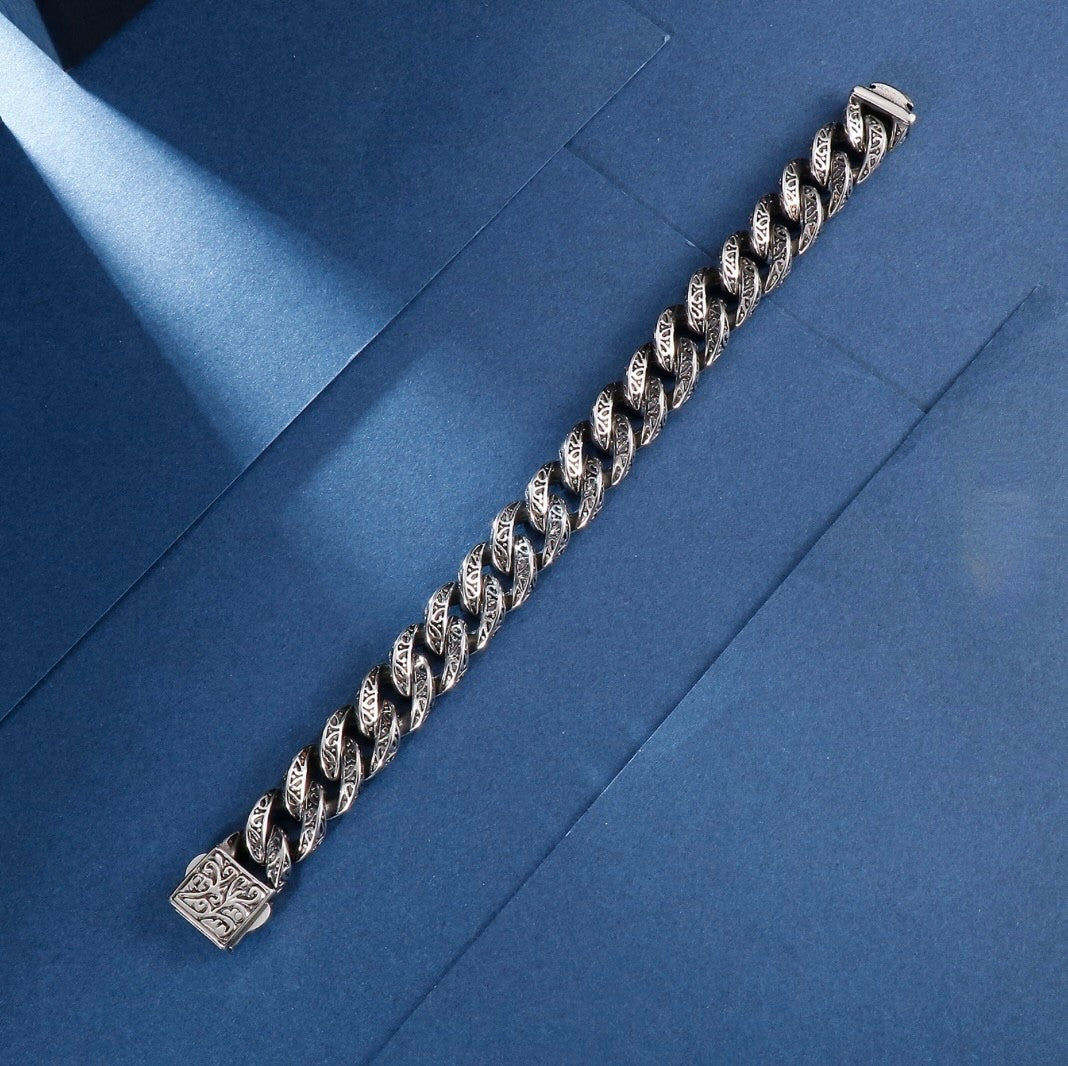 Vintage Cuban Chain Mens Bracelet Stainless Steel 8.25in3