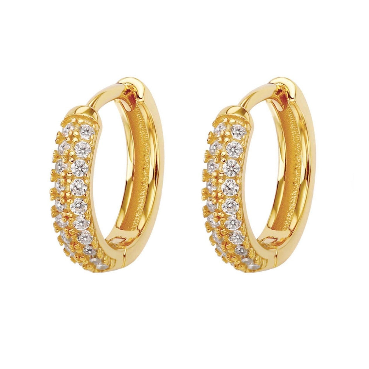CZ Pave Huggie Hoop Earrings Gold Plated5
