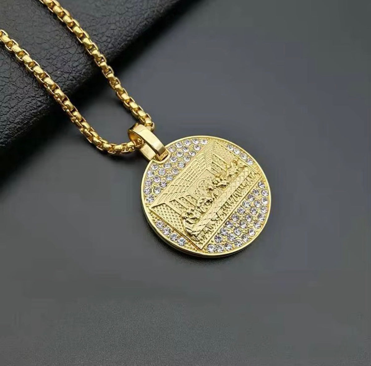 Stainless Steel Iced Out Last Supper Pendant Necklace4