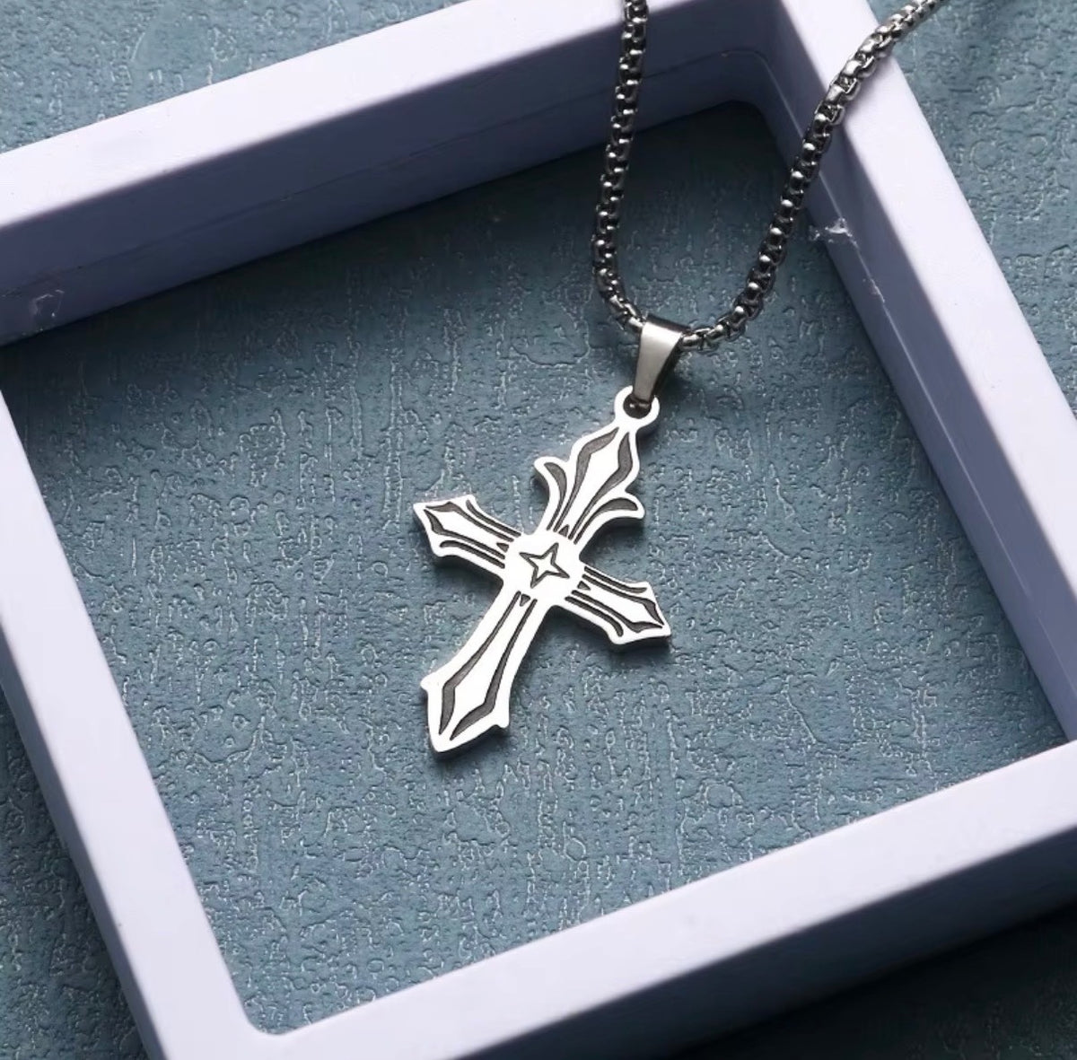 Stainless Steel Cross Pendant Necklace With Engravings1