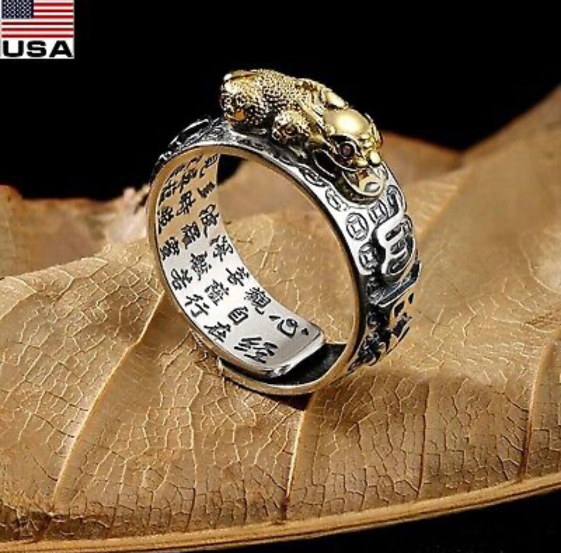 1x Adjustable Feng Shui Pixiu Mani Mantra Protection Wealth Ring Quality Lucky4