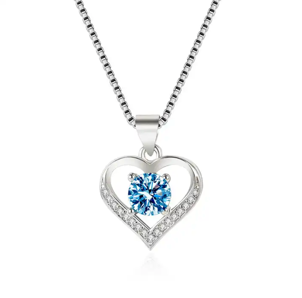 Sterling Silver Plated Pendant Necklace Love Heart Cubic Zirconia CZ 18" Gift6