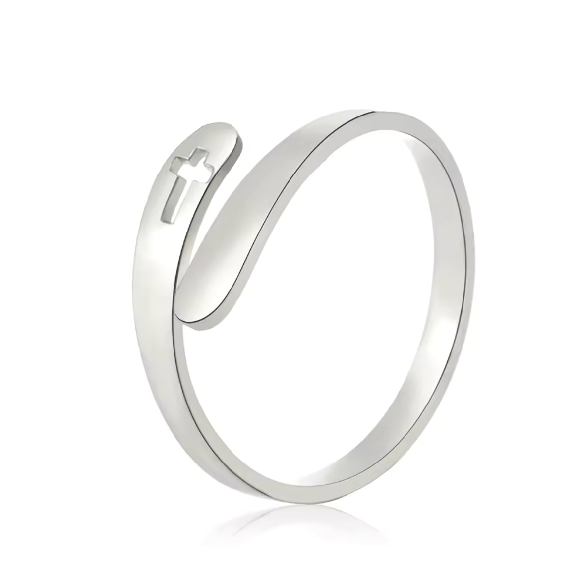 Adjustable Ring with Jesus Cross Silver Women, Men1