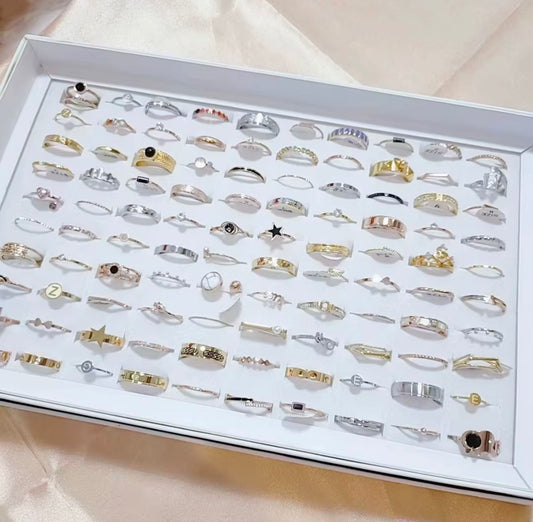 Stainless Steel Womens Variety Rings Tray 100pcs