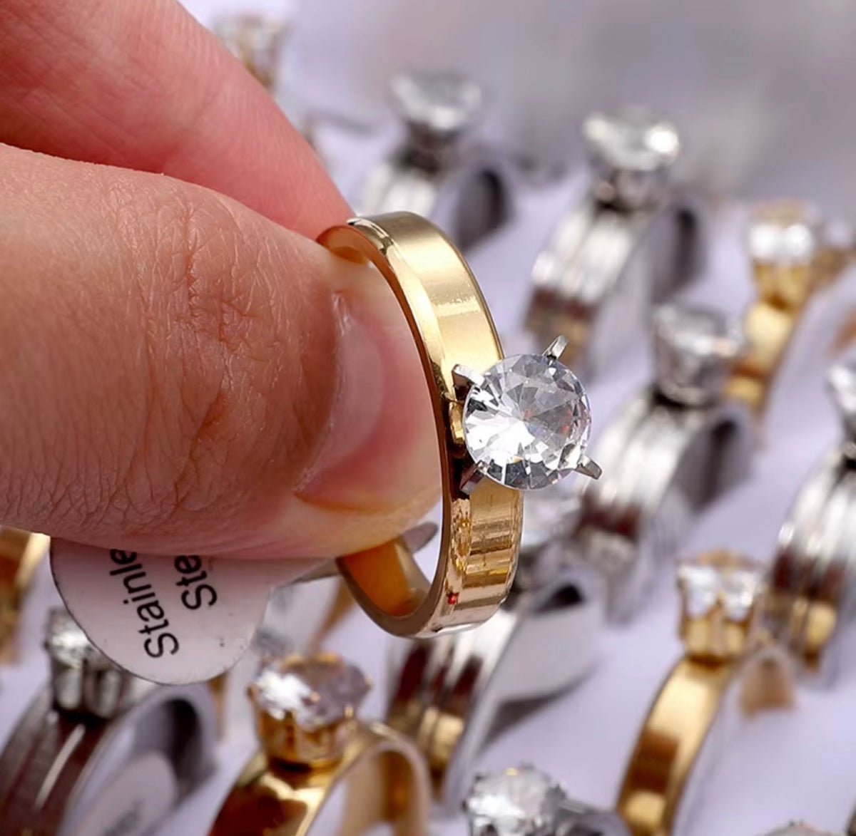 Stainless Steel Women Rings With Stones 100pcs