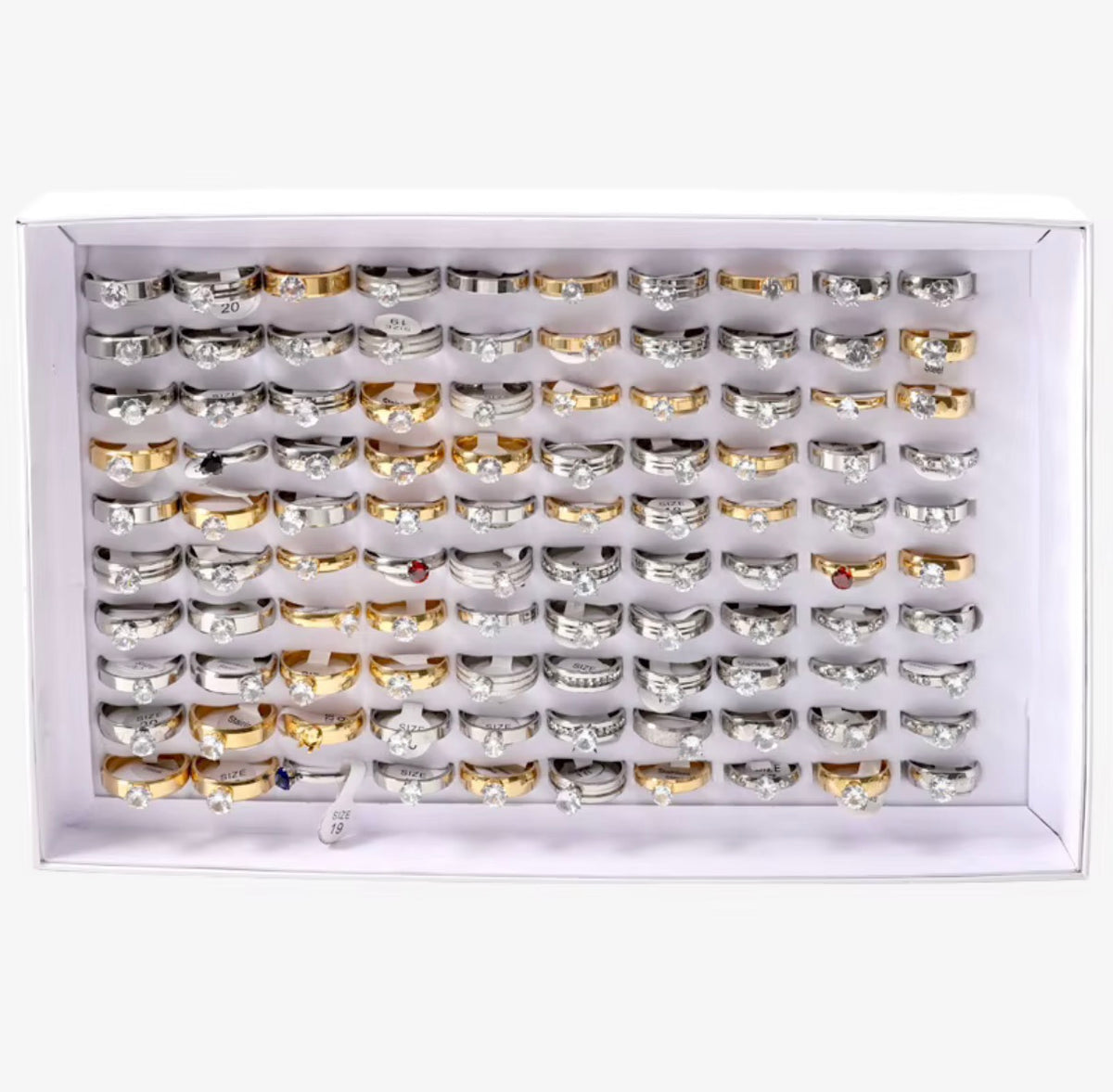 Stainless Steel Women Rings With Stones 100pcs