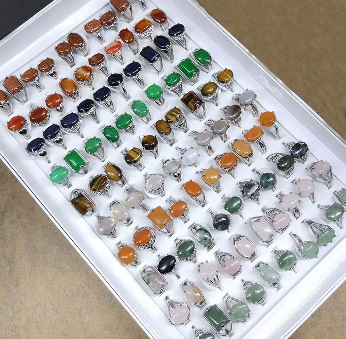 Natural Stone Variety Ring Tray 100pcs